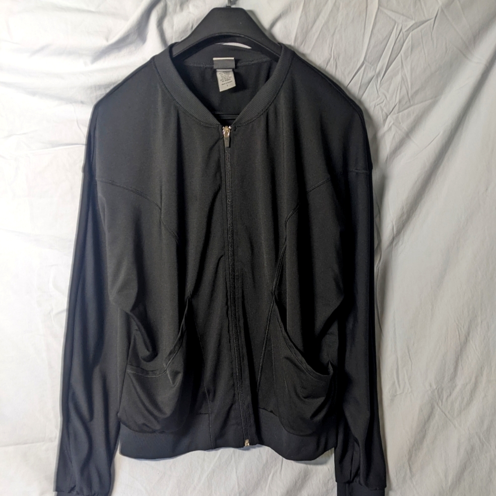 Champion black long sleeve active wear jacket large